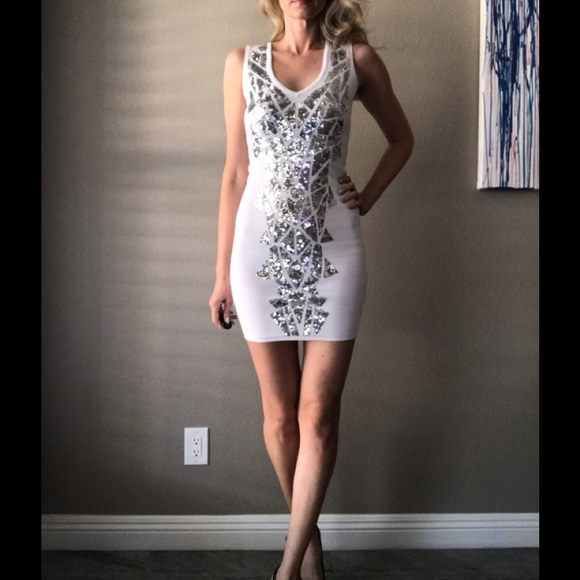WOW couture Dresses & Skirts - WOW Couture White Bodycon Sequin Dress